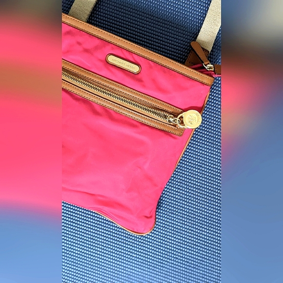 Michael Kors Fuschia Bright Pink Nylon & Leather Purse with adjustable strap - Picture 1 of 11